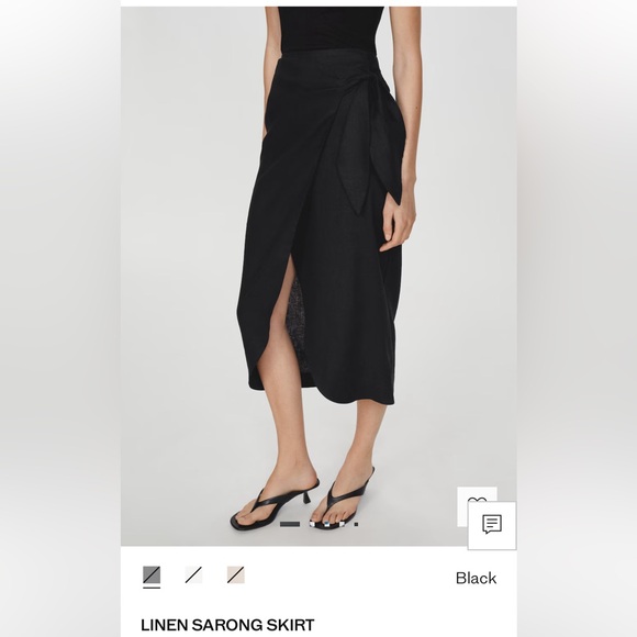 Mango Black Linen Sarong Skirt - Picture 1 of 6